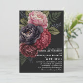 Invitation Vintage Romantique Peony Floral Monogramme Mariage (Debout devant)