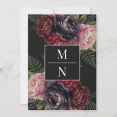 Invitation Vintage Romantique Peony Floral Monogramme Mariage (Dos)