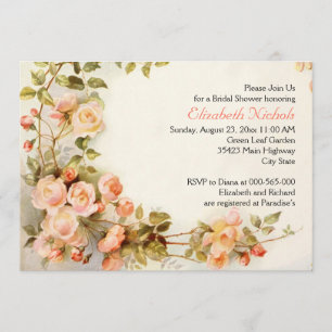 Invitation Vintage romantique rose mariage douche nuptiale