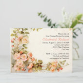 Invitation Vintage romantique rose mariage en couple douche (Debout devant)