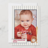 Invitation Vintage rookie baseball rouge bleu 2e anniversaire (Dos)