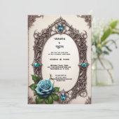 Invitation Vintage Rose Aquarelle bijoux Mariage (Debout devant)