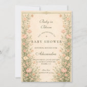 Invitation Vintage Rose Botanical Baby Shower (Devant)