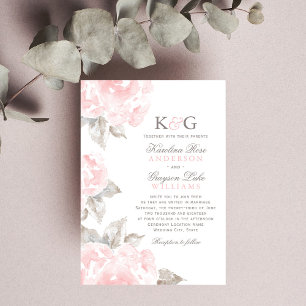 Invitation Vintage Rose d'aquarelle rose Mariage