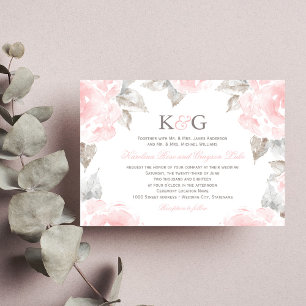 Invitation Vintage Rose d'aquarelle rose Mariage