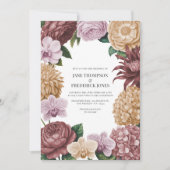 Invitation Vintage Rose, Dusty Peony & Soft Tan Wedding (Devant)