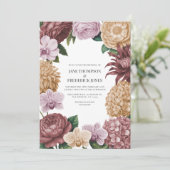 Invitation Vintage Rose, Dusty Peony & Soft Tan Wedding (Debout devant)