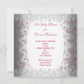 Invitation Vintage rose fille Baby shower dentelle Damask (Dos)