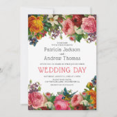 Invitation Vintage Rose Floral Mariage (Devant)