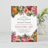 Invitation Vintage Rose Floral Mariage (Debout devant)