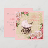 Invitation vintage Rose Floral Rose Baby shower (Devant / Derrière)