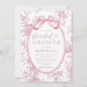 Invitation Vintage Rose Floral Toile de Jouy Enterrement de V