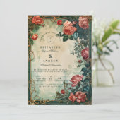 Invitation Vintage Rose Frame Botanical Wedding (Debout devant)