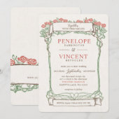 Invitation Vintage Rose Frame Wedding (Devant / Derrière)