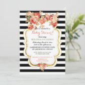 Invitation Vintage Rose Gold Foil Black White moderne (Debout devant)