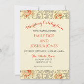 Invitation Vintage rose gris botanique (Devant)
