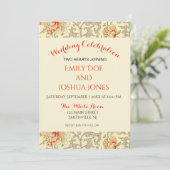 Invitation Vintage rose gris botanique (Debout devant)