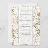 Invitation Vintage Rose ivoire et or Mariage (Devant)