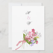 Invitation Vintage rose lilas blanc bouquet Mariage (Dos)