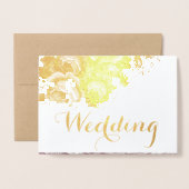 Invitation vintage Rose Mariage Gold Foil (Devant avec enveloppe)
