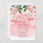 Invitation Vintage Rose rose fleuri Mariage botanique (Devant)