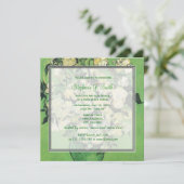 Invitation Vintage rose rose rose rose fleurs nuptiale (Debout devant)