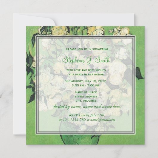 Invitation Vintage rose rose rose rose fleurs nuptiale (Devant)