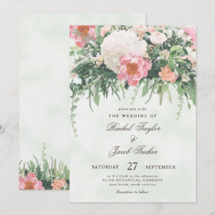 Invitation Vintage rose rose rose rose Roses Aquarelle Mariag