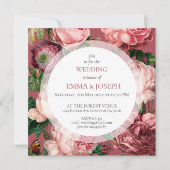 Invitation Vintage Rose rose roux Mariage classique (Devant)