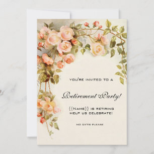 Invitation Vintage Rose Roses Antique Floral Retraite Party