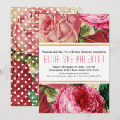 Invitation Vintage rose roses fleurie mariage douche nuptiale (Devant / Derrière)
