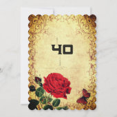 Invitation vintage rose rouge rétro élégante (Dos)