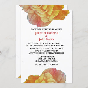Invitation Vintage Rose Rustique Floral Orange Mariage de aut