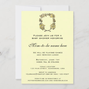 Invitation Vintage Rose Wreath, Spring or Summer Baby Shower