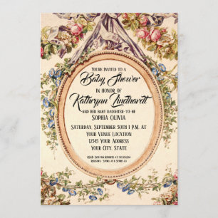 Invitation Vintage Roses d'aquarelle en Vins Floraux