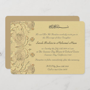 Invitation Vintage Roses Trellis mariage musulman floral
