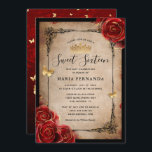 Invitation Vintage Rouge Rose Or Noir Élégant Sweet 16<br><div class="desc">do-it-yourself luxueuses et élégantes 16 invitations sucrées qui peuvent être facilement personnalisées pour un doux 16 anniversaire, une célébration du 15ème quinceanera, un mariage, ou presque un anniversaire pour n'importe quel âge. Changez le script de calligraphie moderne pour correspondre à votre type de célébration, et remplissez le reste des détails....</div>