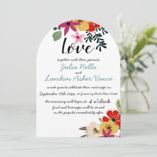 Invitation Vintage Rouge Rose or Turquoise Flore Faune Invita