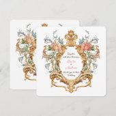 Invitation Vintage Royal Elegant Rococo Crest Spring Wedding (Devant / Derrière)