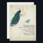 Invitation *~* Vintage RSVP QR Victorian Peacock AR24 Mariage<br><div class="desc">VERTICAL 5 x 7 : Pays Populaire Style rustique, Ephemera Shabby Chic et Vintage Victorien Coloré Turquoise Bleu PAIX Romantique Français Grunge vibes et design de style nostalgique. Ce design Vintage Art Nouveau parisien contient un BUTTERFLYT BLEUl'arrière - plan est un DAMASKT fanéLa police est SIMPLE et MINIMAL. Il y...</div>
