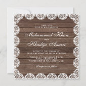 Invitation Vintage Russe Bois blanc dentelle Mariage islamiqu (Dos)