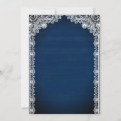 Invitation Vintage Russe Dentelle Marine Bleu Mariage islamiq (Dos)