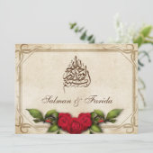 Invitation Vintage Russe Roses Rouges Musulmans Musulmans (Debout devant)