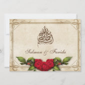 Invitation Vintage Russe Roses Rouges Musulmans Musulmans (Devant)