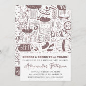 Invitation Vintage Rustic Beer Men 43e anniversaire (Devant / Derrière)
