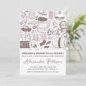 Invitation Vintage Rustic Beer Men 66e anniversaire (Debout devant)