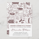 Invitation Vintage Rustic Beer Men 66e anniversaire (Devant / Derrière)
