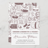 Invitation Vintage Rustic Beer Men 71e anniversaire (Devant / Derrière)