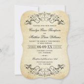 Invitation Vintage Rustic Black Flourish Mariage (Devant)