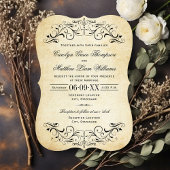 Invitation Vintage Rustic Black Flourish Mariage
